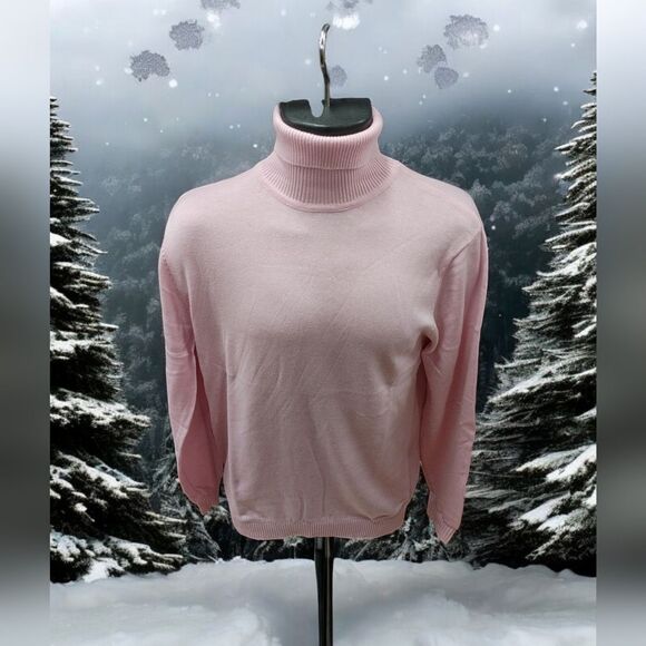 MEN'S BAGAZIO LONG  SLEEVE  PINK COTTON  ACRYLIC TURTLENECK SWEATER.  VT042 - Picture 1 of 7